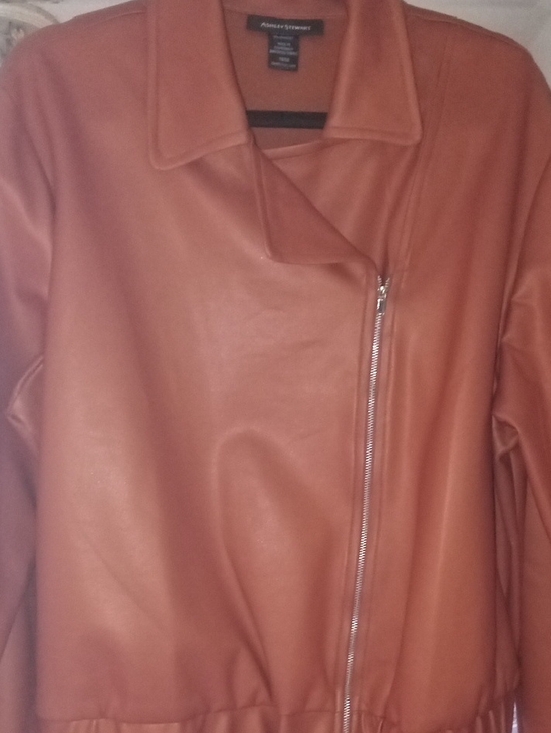 Ashley Stewart Jackets & Blazers - Women's Rust Faux Leather Zip Jacket